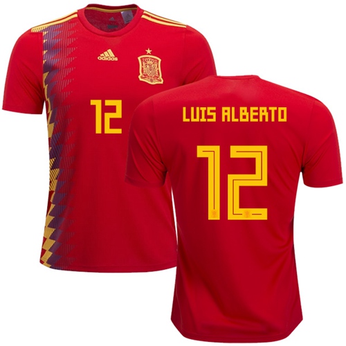Spain #12 Luis Alberto Home Soccer Country Jersey - Click Image to Close